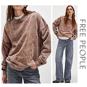 💥SALE NWTS-$90 Oversized/Distressed FREE PEOPLE x Falling Forward Sweatshirt L